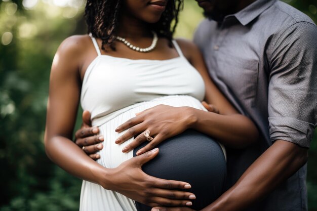 Portrait de jeune couple enceinte Close up Ai générative