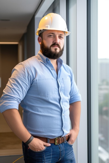 Portrait d'un jeune entrepreneur confiant, debout dans un bureau