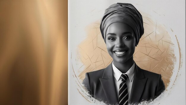 Portrait d'une jeune femme d'affaires africaine prospère sur blanc