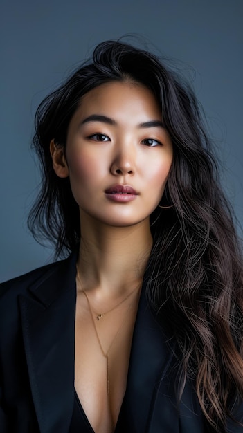 Portrait d'une jeune femme d'affaires asiatique avec un espace de copie pour l'arrière-plan du texte