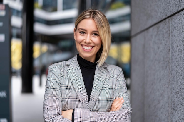 Portrait de jeune femme d'affaires confiante