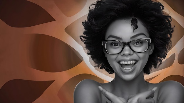 Photo portrait d'une jeune femme africaine charismatique et charmante aux cheveux bouclés portant des lunettes sylish