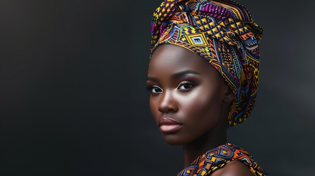 Portrait d'une jeune femme africaine vêtue de mode
