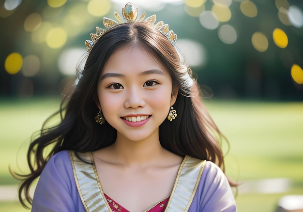 Portrait d'une jeune femme asiatique souriante