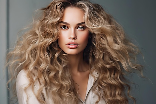 Un portrait d'une jeune femme aux longs cheveux blonds