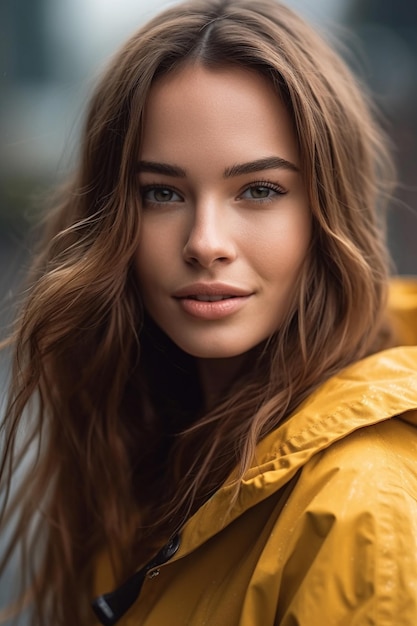 portrait d'une jeune femme aux longs cheveux bruns