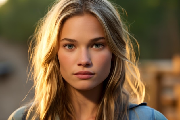 Photo portrait d'une jeune femme blonde aux yeux verts