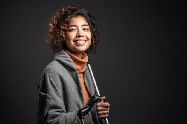 Portrait d'une jeune femme avec un club de golf adaptatif créé avec une IA générative