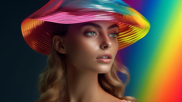 portrait d'une jeune femme cool avec un chapeau fou concept de style de vie coloré personne fictive