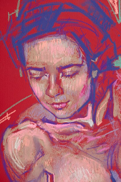 Portrait d'une jeune femme dessin au crayon