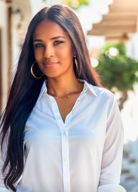 Photo portrait d'une jeune femme détournant le regard