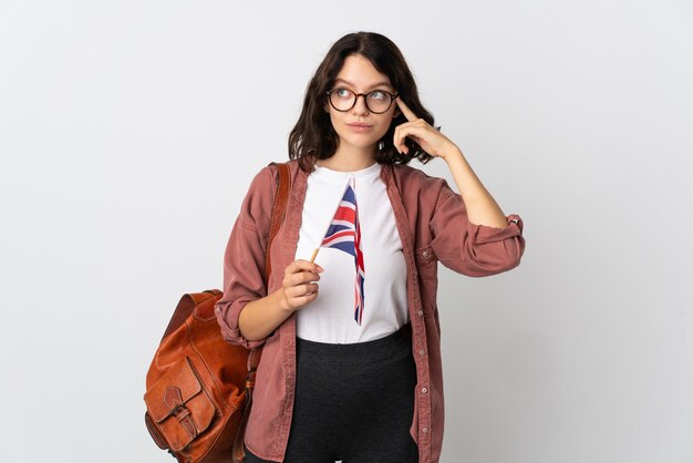 portrait, jeune femme, à, drapeau angleterre