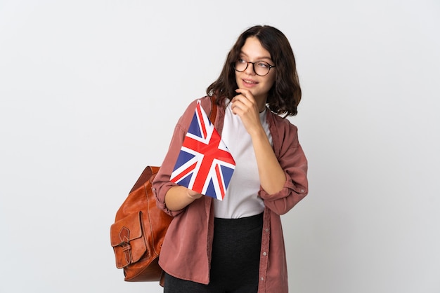 portrait, jeune femme, à, drapeau angleterre