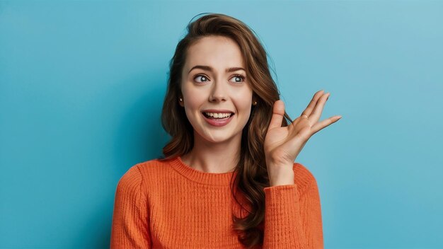 Photo portrait d'une jeune femme drôle et enjouée avec une expression joyeuse cligne des yeux flirte avec son petit ami expr