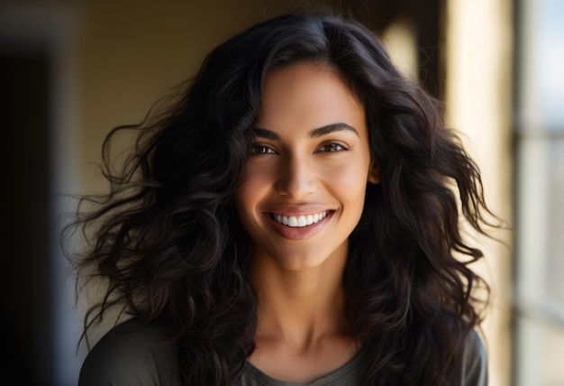 Portrait d'une jeune femme indienne souriante