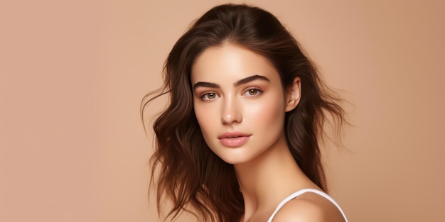 Portrait d'une jeune femme avec un maquillage naturel et un style naturel