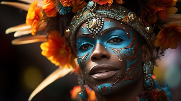 portrait d'une jeune femme avec un masque de carnaval