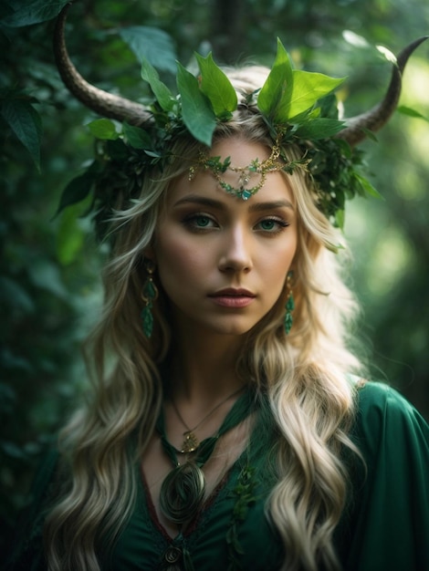 Photo portrait d'une jeune femme portant des fleurs