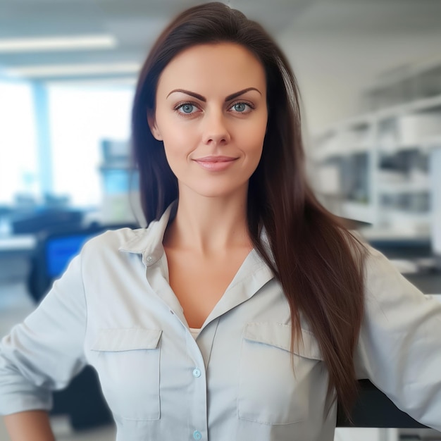 Portrait d'une jeune femme scientifique dans un laboratoire