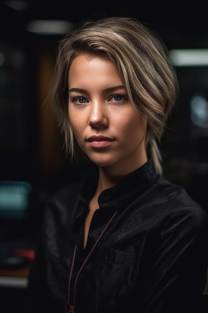 Portrait d'une jeune femme à son travail