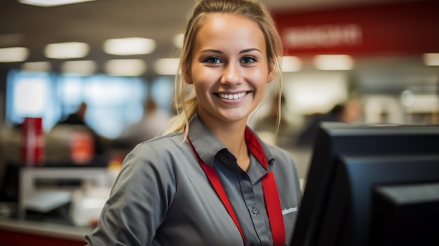 Portrait d'une jeune femme souriante portant une corde autour du cou