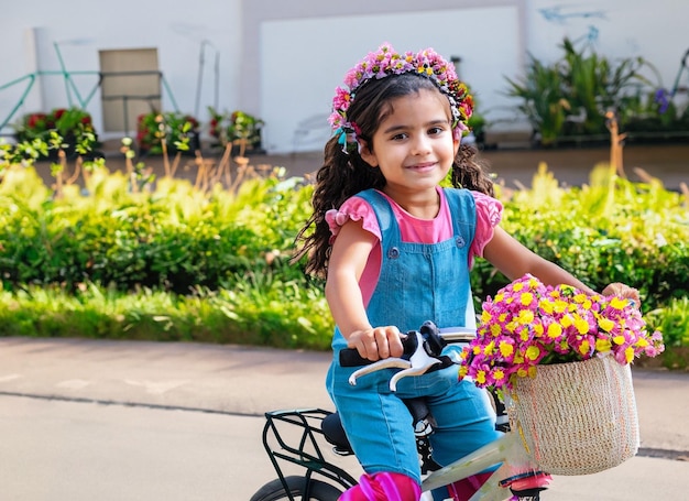 Portrait de jeune fille adulte en robe courte sombre avec des lunettes de soleil debout vélo tenir des ballons à air volant en laisse soleil jaune fond de ciel