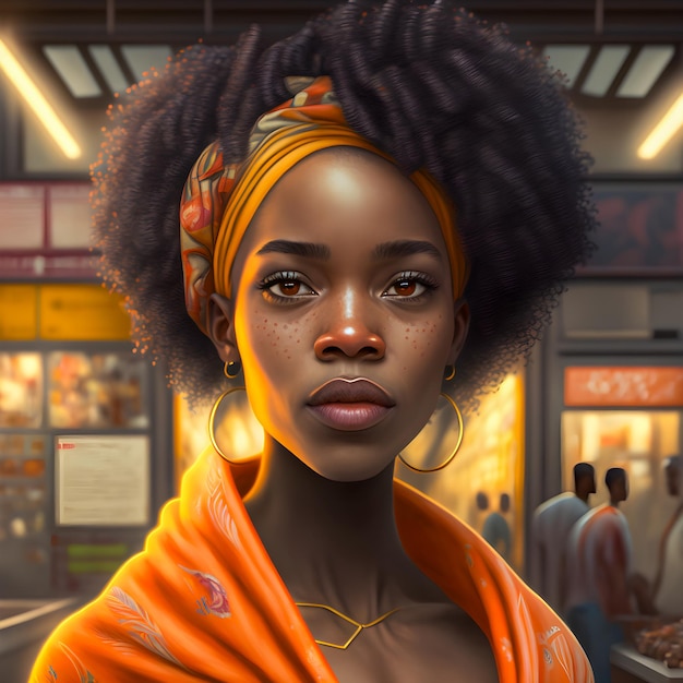 Portrait de jeune fille afro-américaine Illustration de l'histoire des Noirs