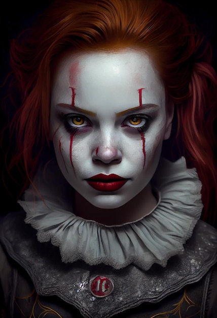 Portrait de jeune fille clown Pennywise