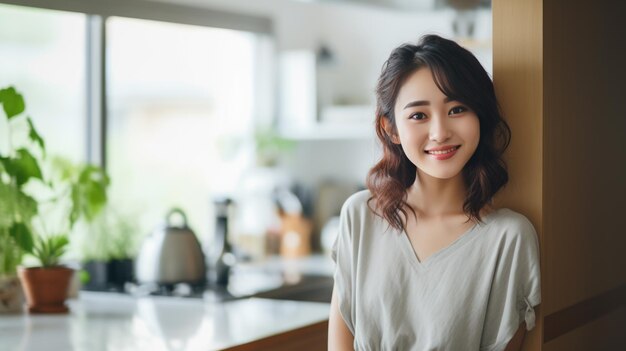 Portrait d'une jeune fille dans la cuisine