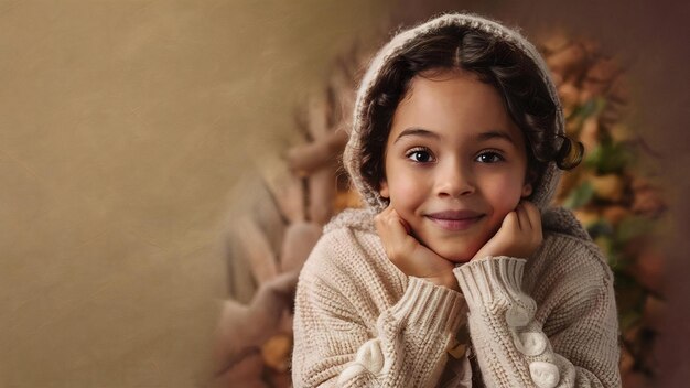 Portrait d'une jeune fille réfléchie en pull