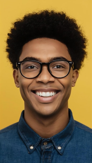 Portrait d'un jeune homme africain souriant avec des lunettes