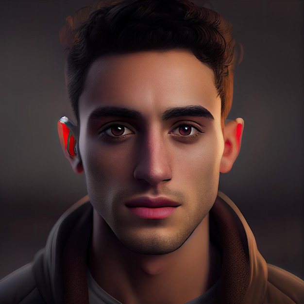 Un portrait d'un jeune homme aux oreilles rouges