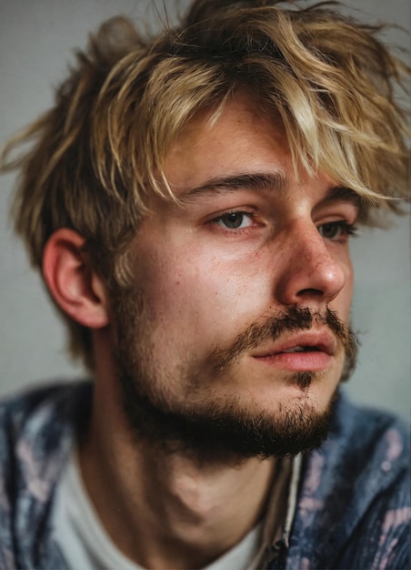 Portrait d'un jeune homme avec une barbe et une moustache