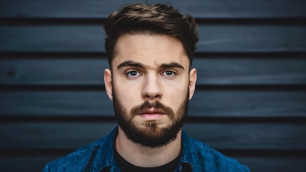 Portrait d'un jeune homme barbu concentré