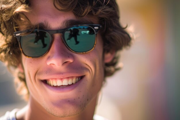 Portrait d'un jeune homme beau souriant à l'extérieur