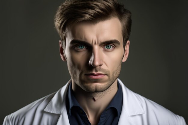Portrait jeune homme caucasien médecin illustration IA générative
