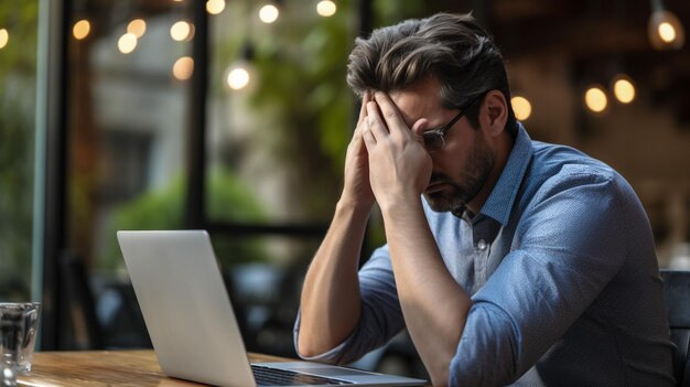 Portrait d'un jeune homme déprimé et désespéré pleurant seul dans un canapé souffrant émotionnellement