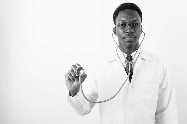 Photo portrait d'un jeune homme sur fond blanc