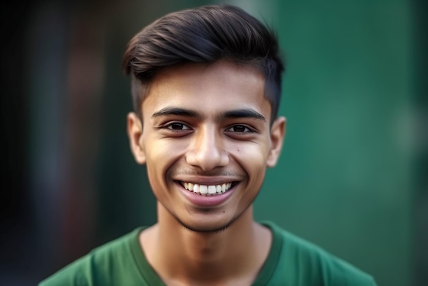Portrait d'un jeune homme indien souriant à la caméra Generative AI