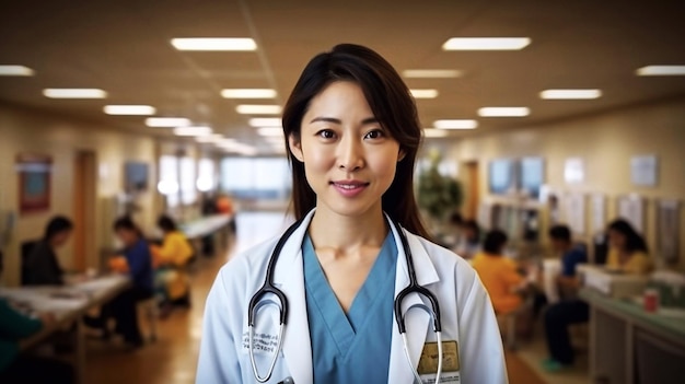 Photo portrait d'un jeune médecin souriant à la caméra à l'hôpital