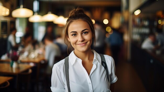 Portrait d'une jeune serveuse