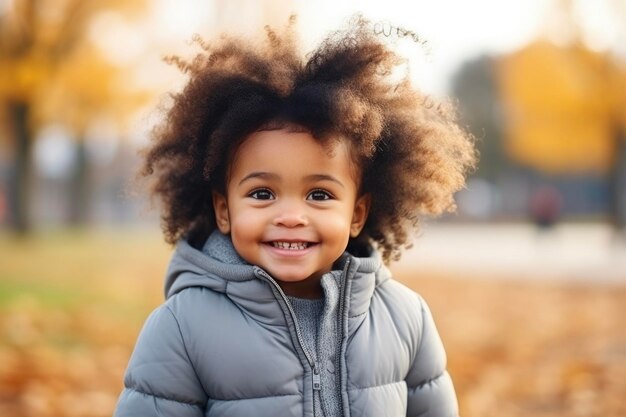 Photo portrait d'une jolie fille noire en promenade