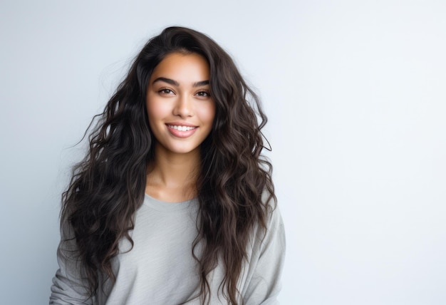 Portrait d'une jolie jeune femme sur fond blanc