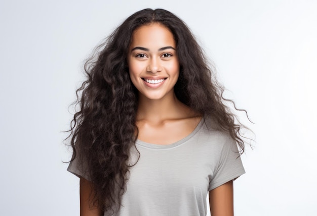 Portrait d'une jolie jeune femme sur fond blanc