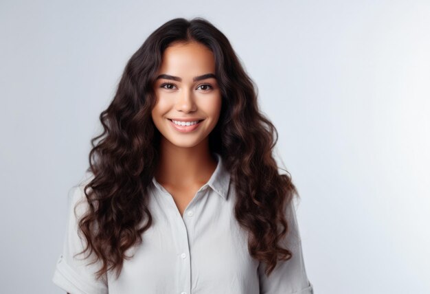 Portrait d'une jolie jeune femme sur fond blanc