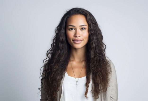 Portrait d'une jolie jeune femme sur fond blanc