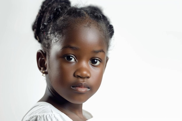 Portrait d'une jolie jeune fille africaine asiatique isolée sur fond blanc