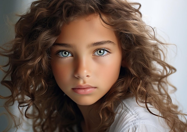 Photo portrait d'une jolie petite fille bouclée de l'agence de mannequins pour enfants ai generative