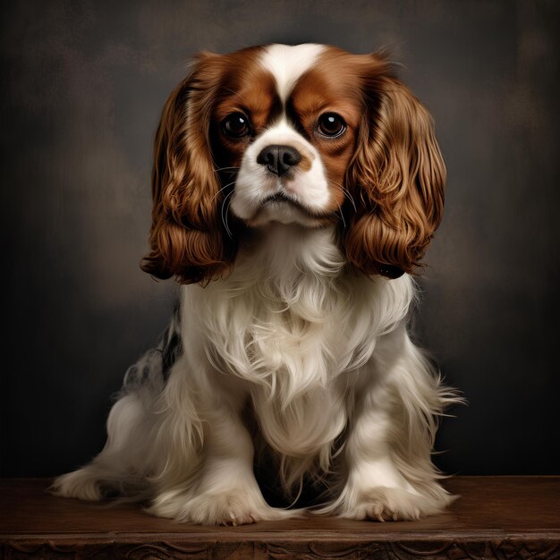 Portrait d'un King Charles Spaniel dans le style classique d'Irving