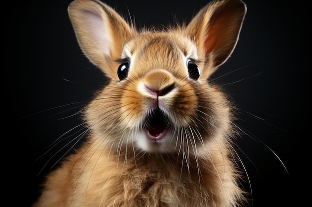Portrait de lapin heureux surpris drôle Tête d'animal regardant Pixar Style rendu 3D Illustration
